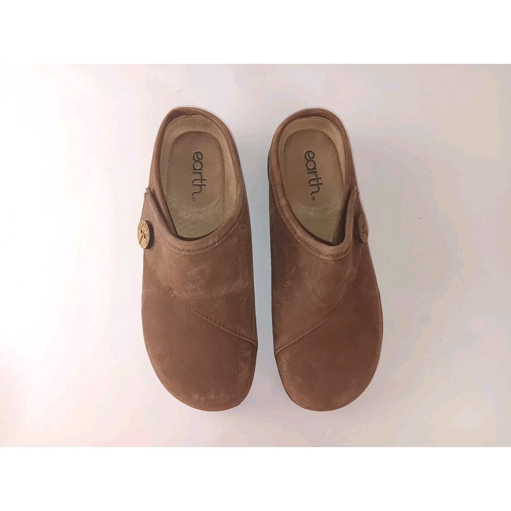 Earth Womens‎ Ezra Brown Suede Cork Slip On Clogs Shoes 6.5 M